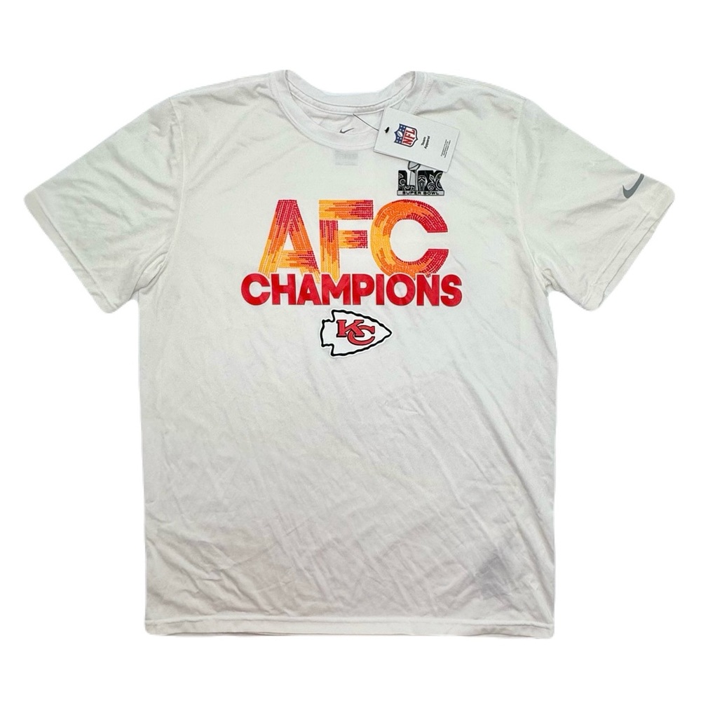 NIKE Kansas City Chiefs Super Bowl LVII AFC Champions Roster Dri-Fit T-Shirt L